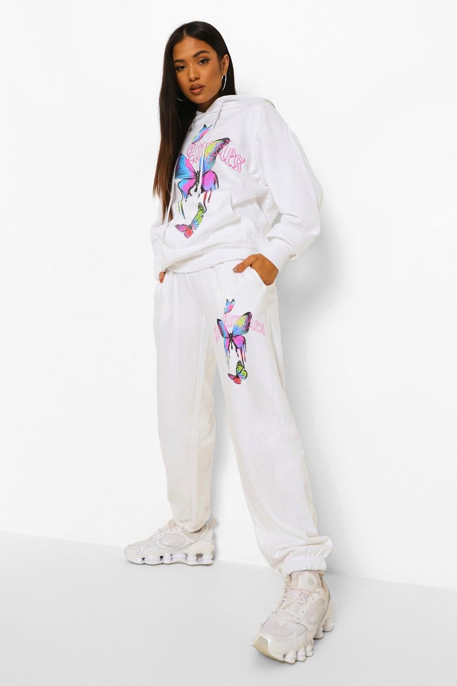 White Black Petite Los Angeles Butterfly Printed Jogger image number 1