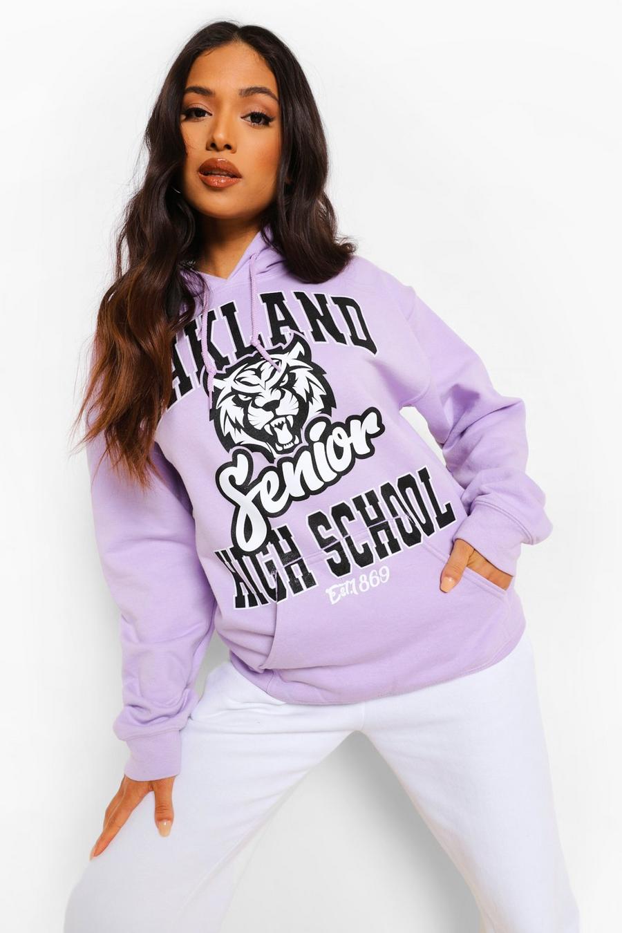 Lilac Petite - "Oakland" Oversize hoodie med tryck image number 1