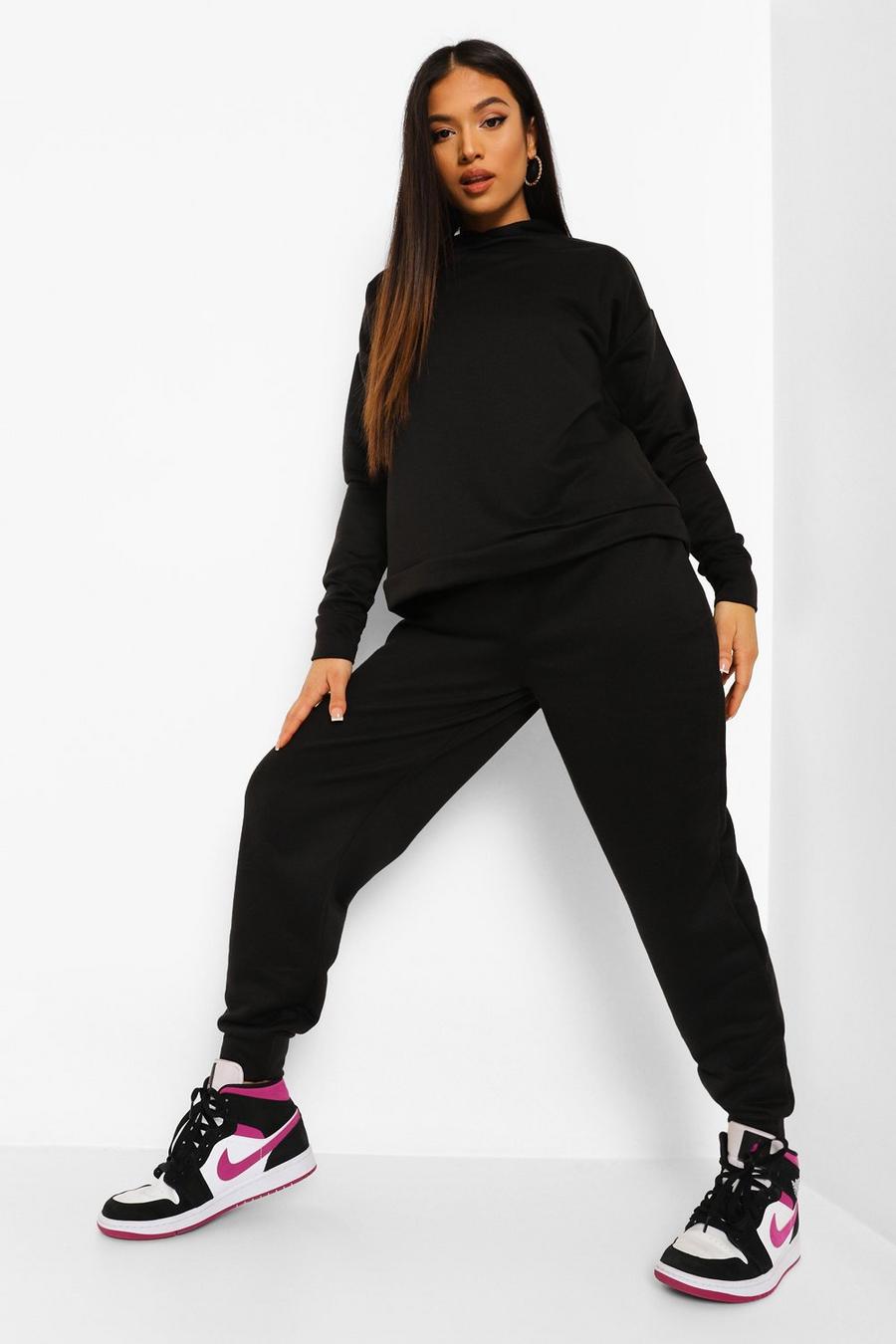 Black Petite Hoody And Jogger Tracksuit image number 1