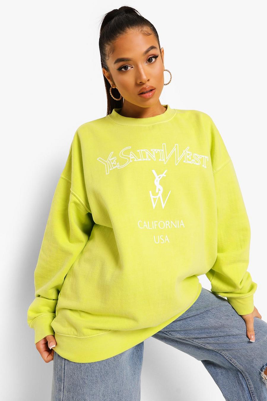 Lime Petite - "Ye Saint West" Överfärgad sweatshirt image number 1