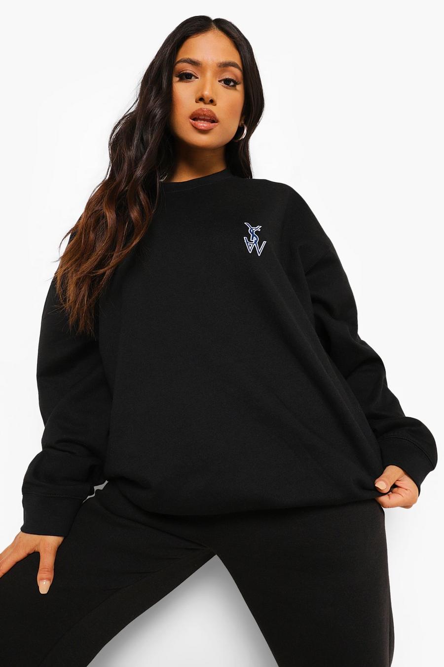 Black Petite "YSW" Oversize sweatshirt med brodyr image number 1