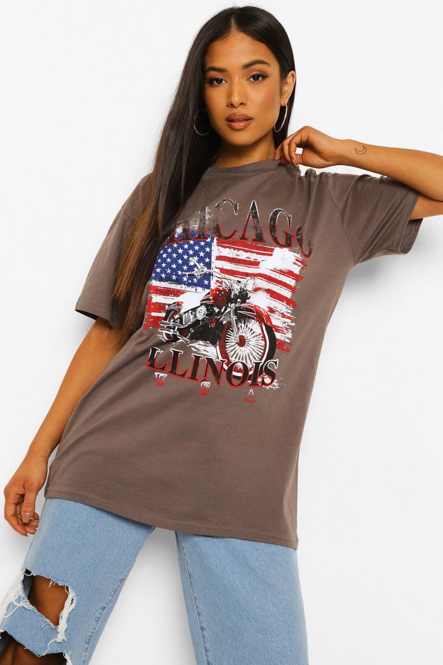 Charcoal Petite Chicago Printed T-shirt image number 1