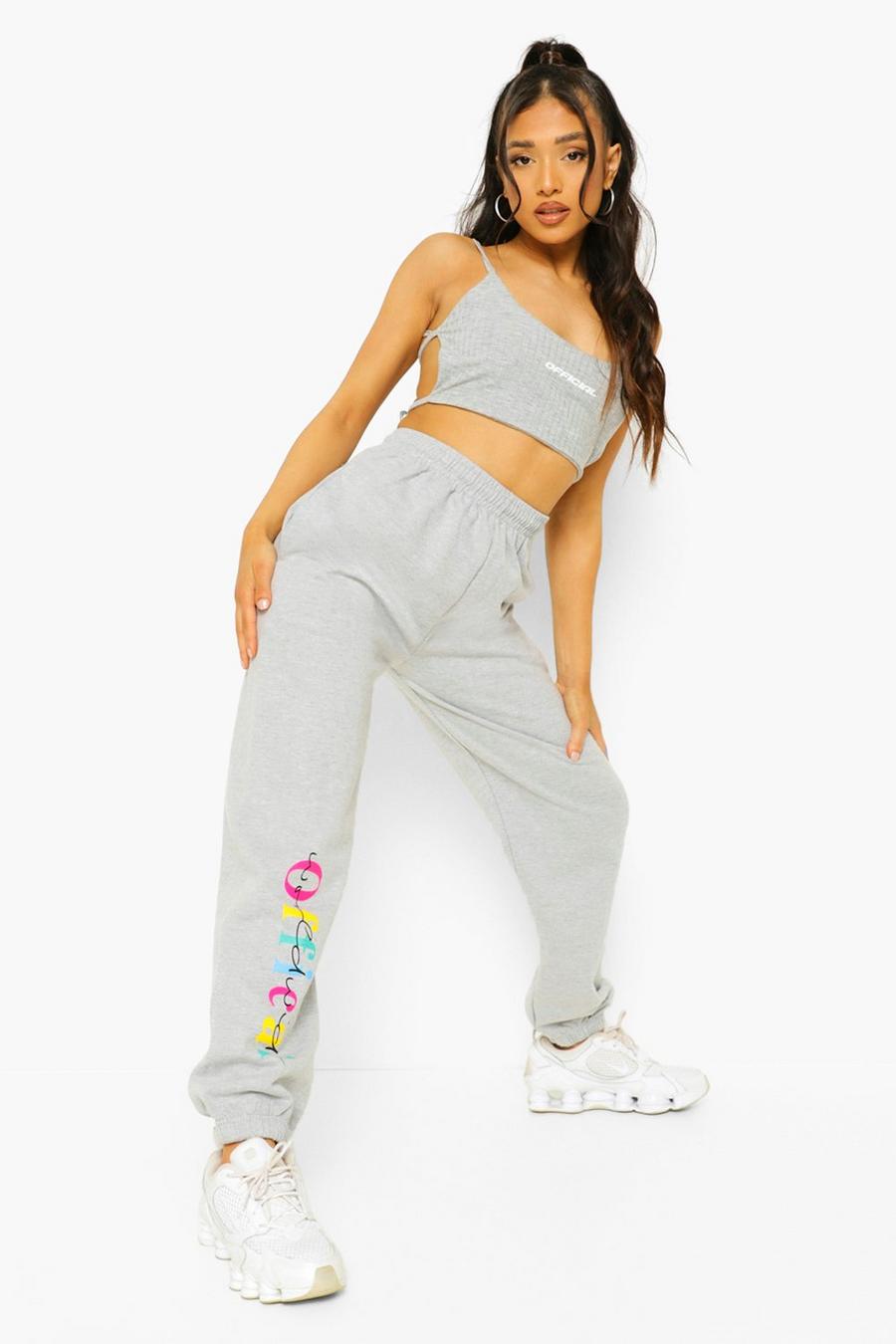 Grey marl Petite - Official Joggers med tryck image number 1