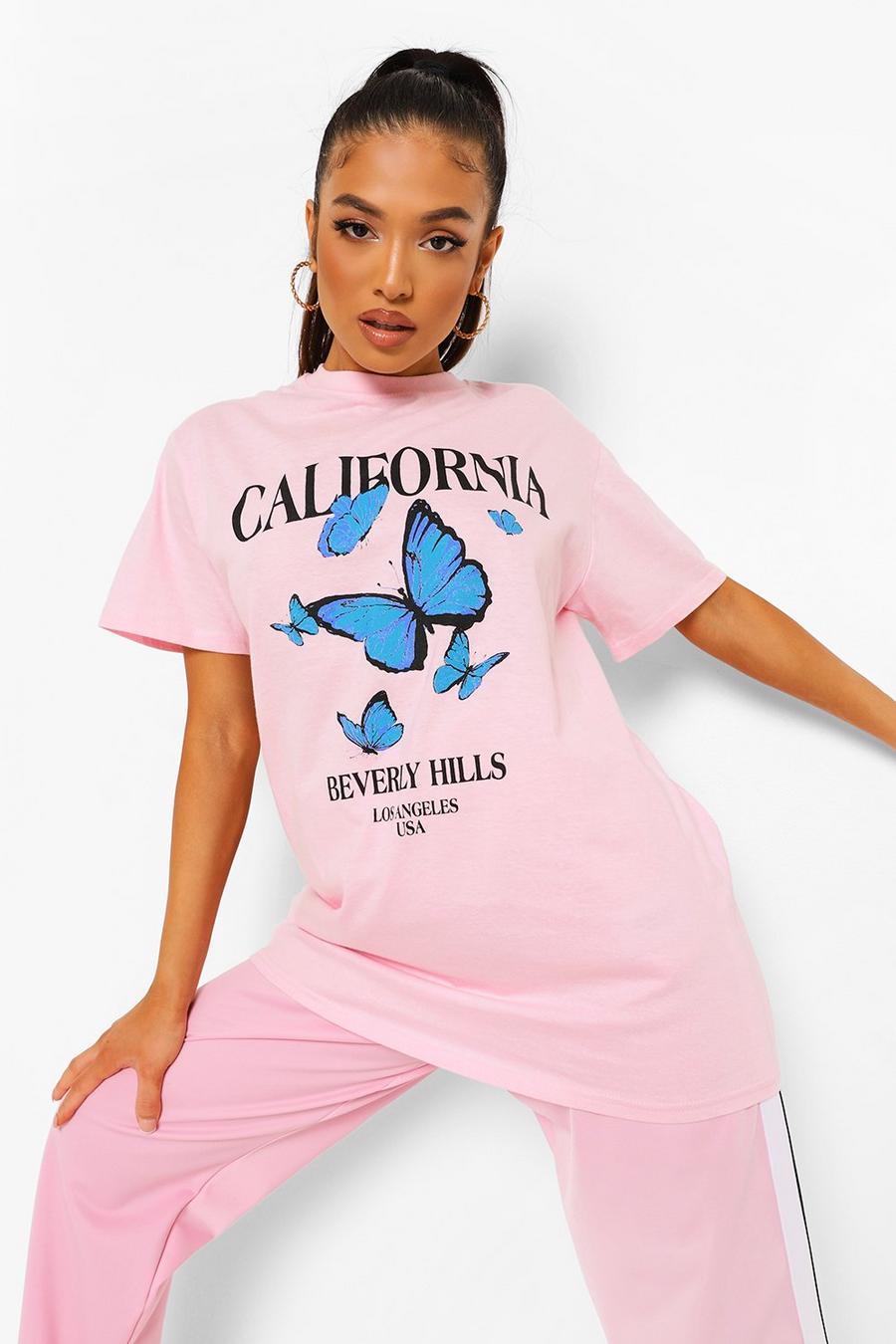 Baby pink Petite - T-shirt med fjärilar och text image number 1