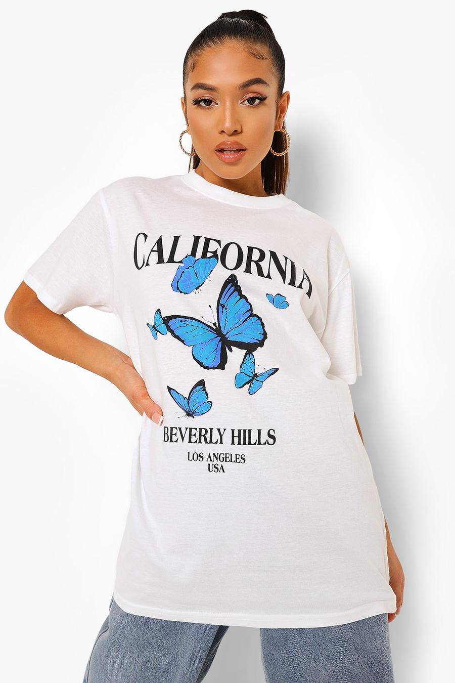 White Petite Butterfly Graphic T-Shirt image number 1