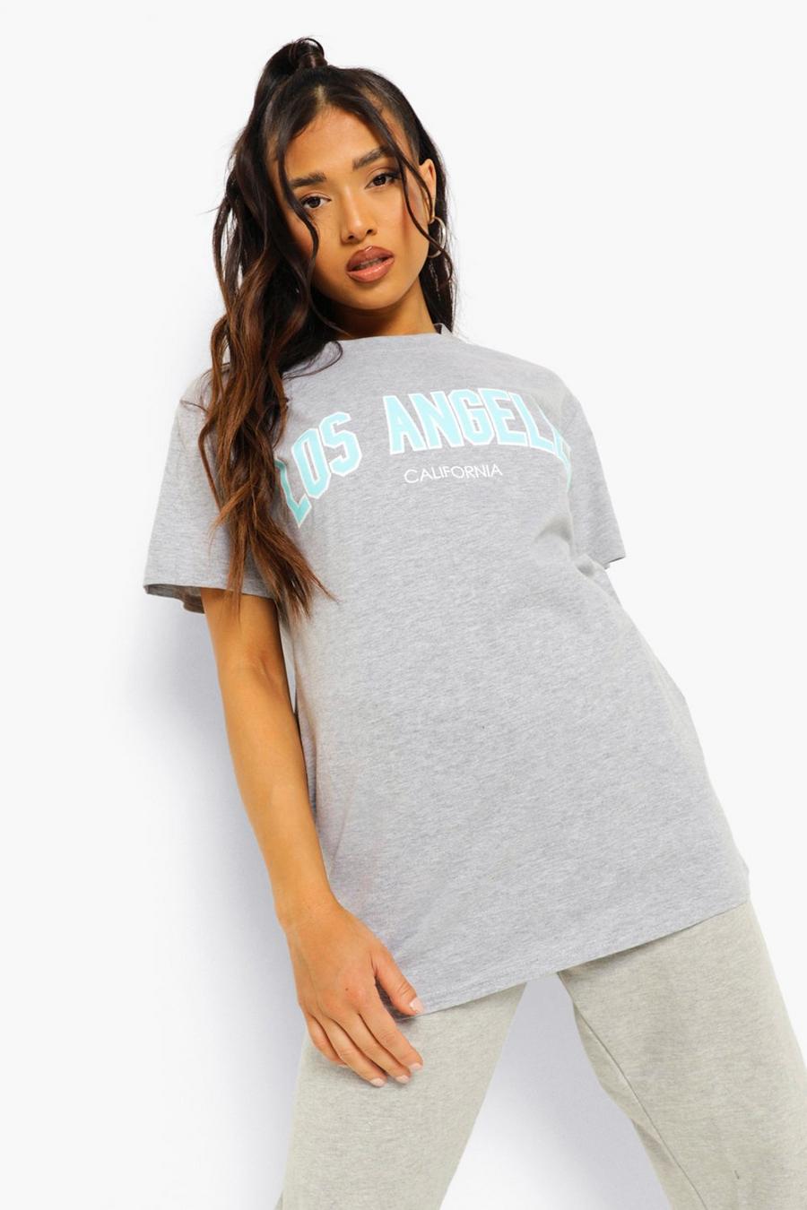 Grey marl Petite - "Los Angeles" T-shirt med tryck image number 1
