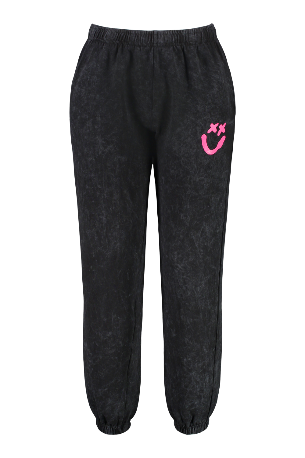 Petite Happy Print Acid Wash Joggers boohoo IE