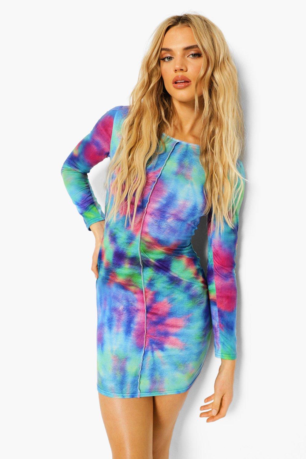 Tie Dye Long Sleeve Mini Dress | boohoo USA