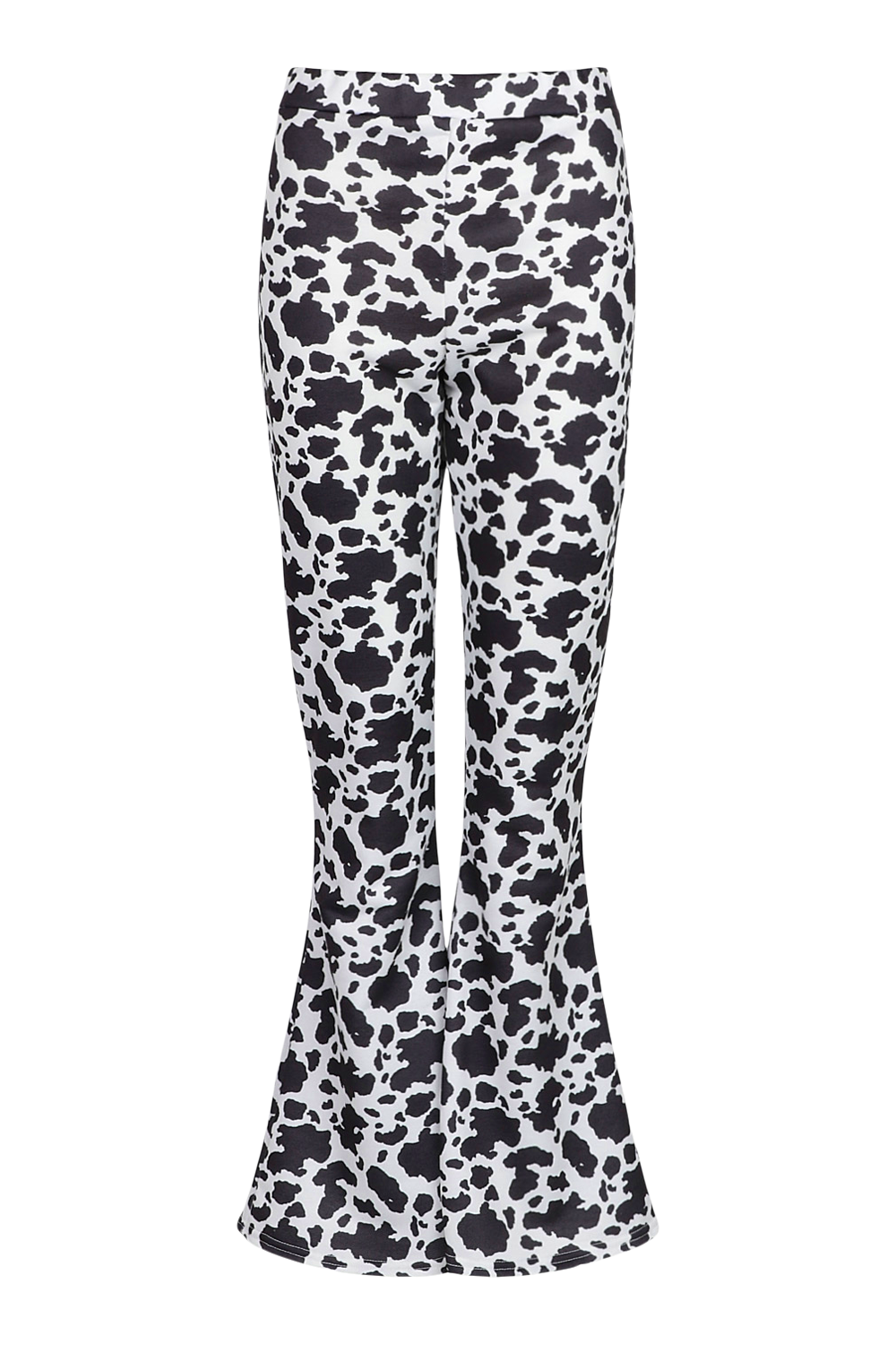 Black Cow Print Flared Joggers