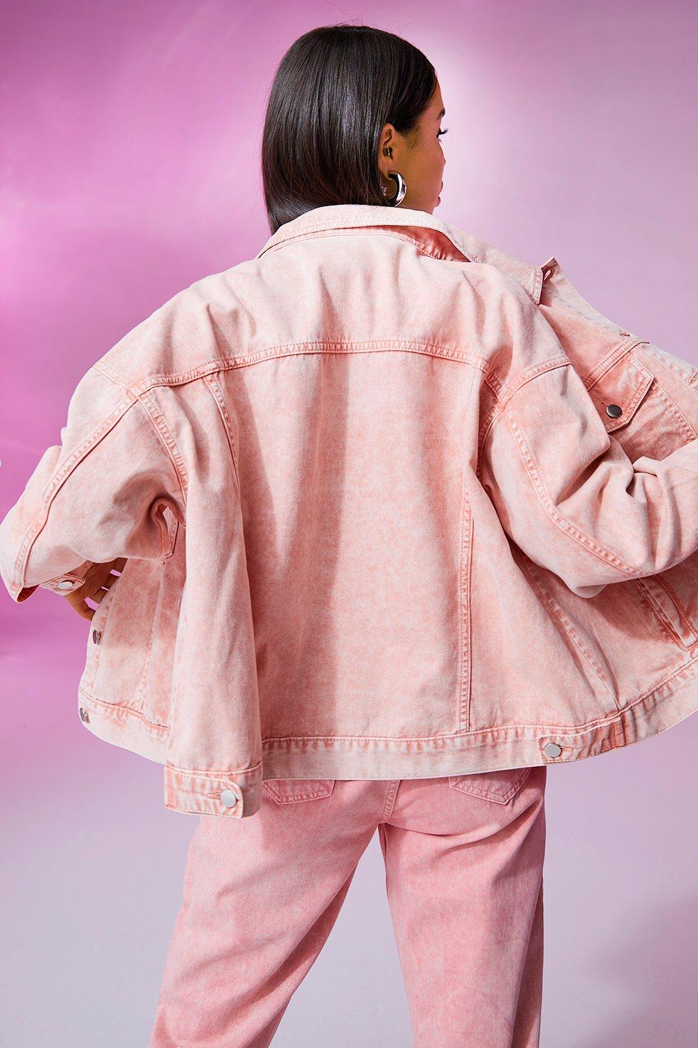 Boohoo pink hot sale denim jacket