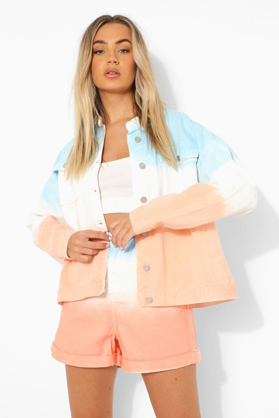 Peach Ombre Oversized Denim Jacket image number 1