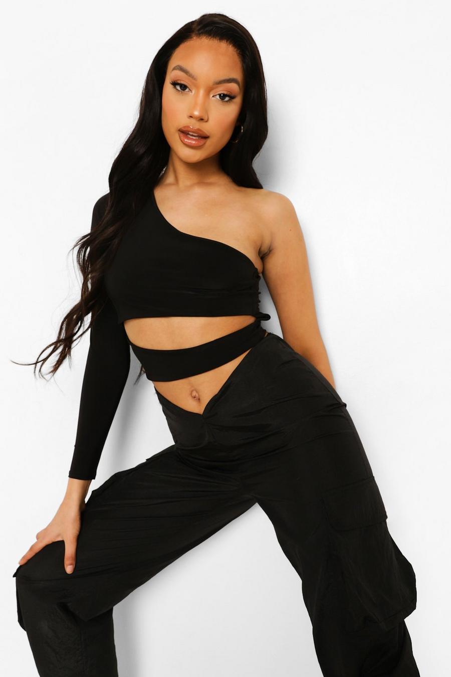 Black Cut Out Asymmetric Top image number 1