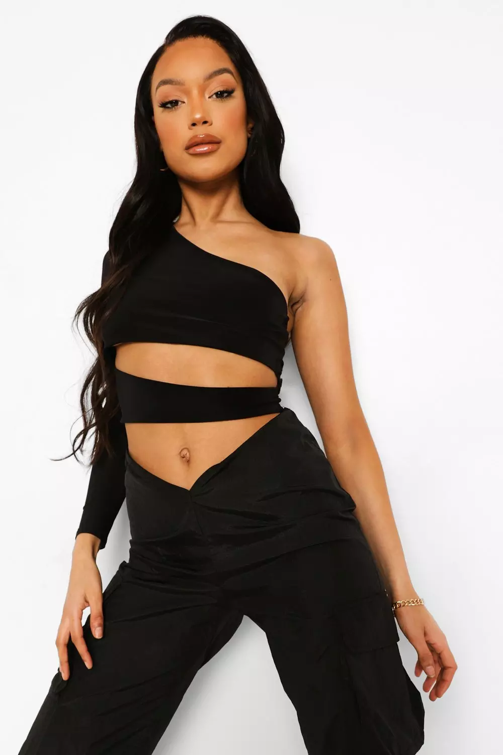 Black Cut Out Asymmetric Top alternative image