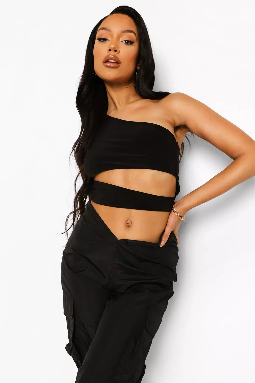 Black Cut Out Asymmetric Top alternative image