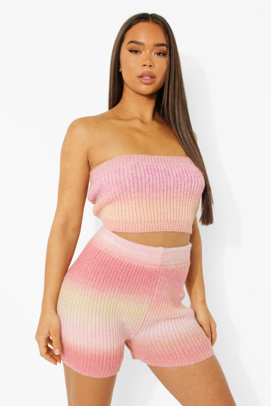 Pink Rainbow Ombre Shorts Co-ord image number 1