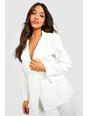 Ivory white Plunge Tailored Fitted Blazer