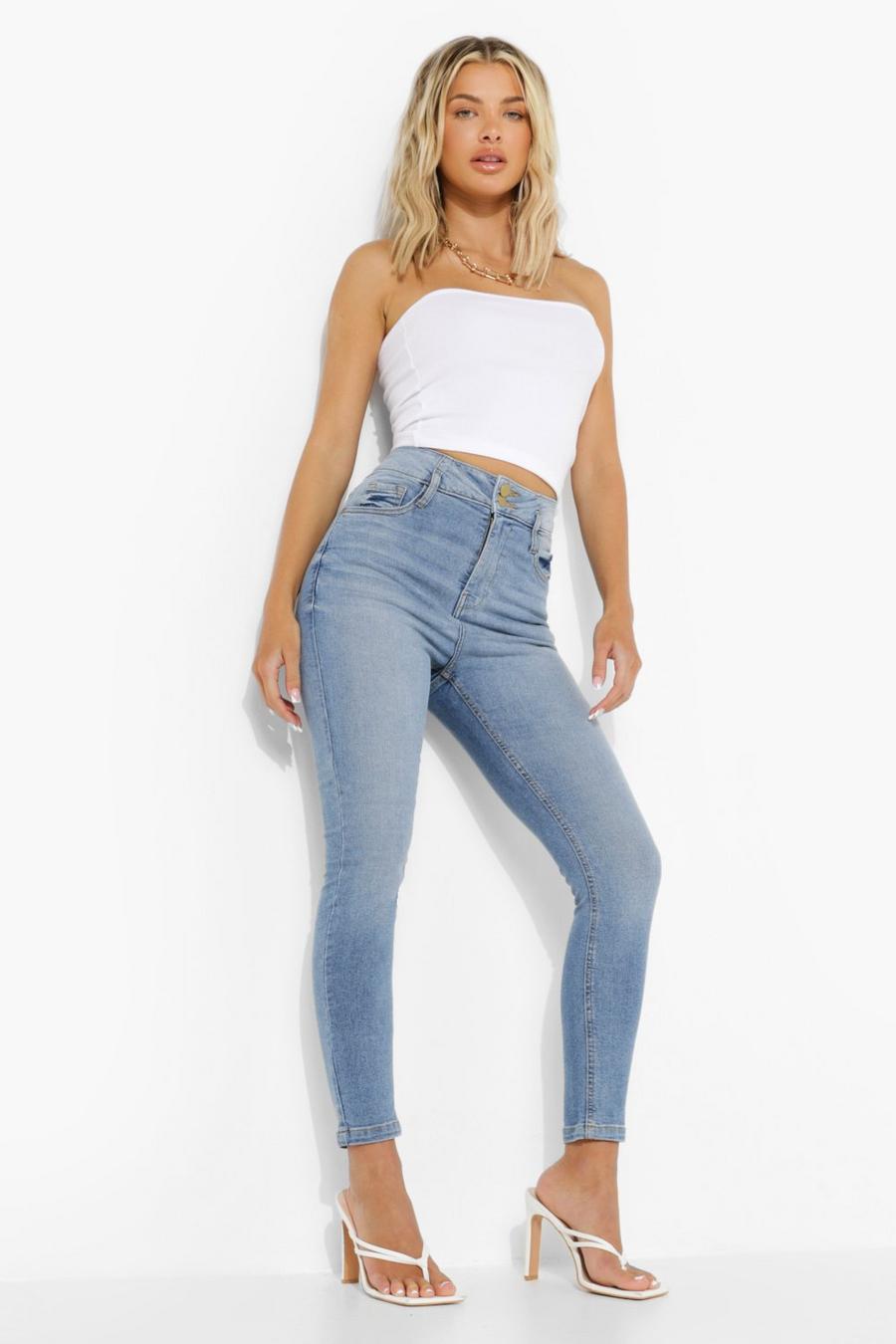 Mid blue High Waist Corset Jeans image number 1