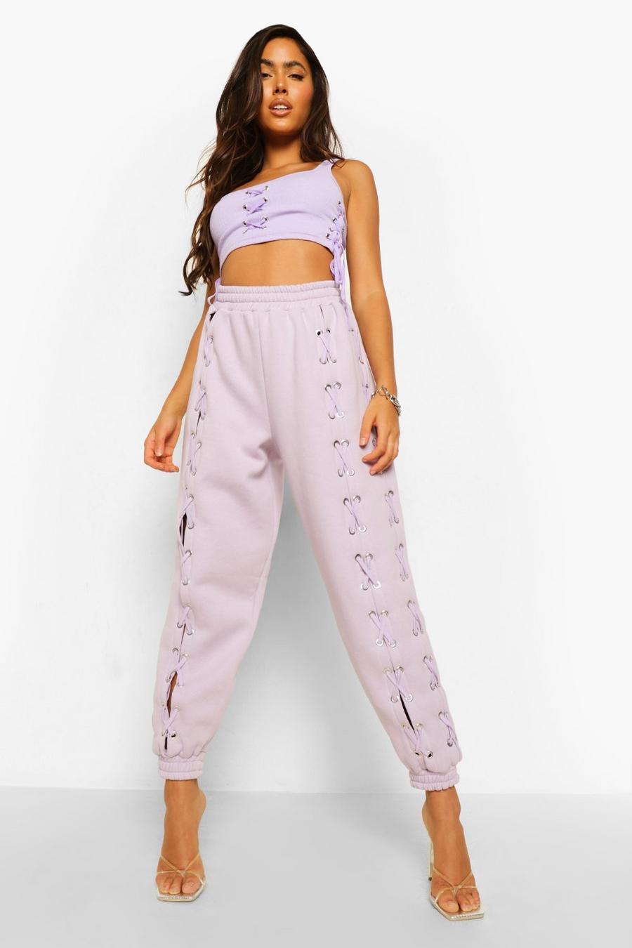 Lilac Joggers med snörning image number 1