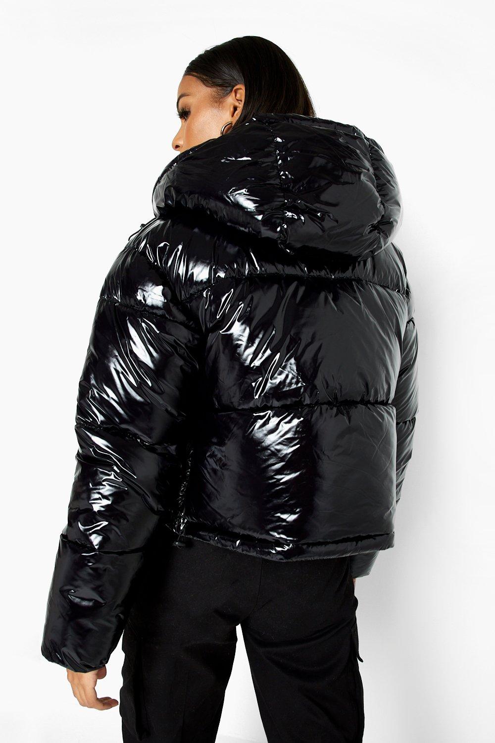 Faux Fur Trim High Shine Puffer Jacket | vlr.eng.br