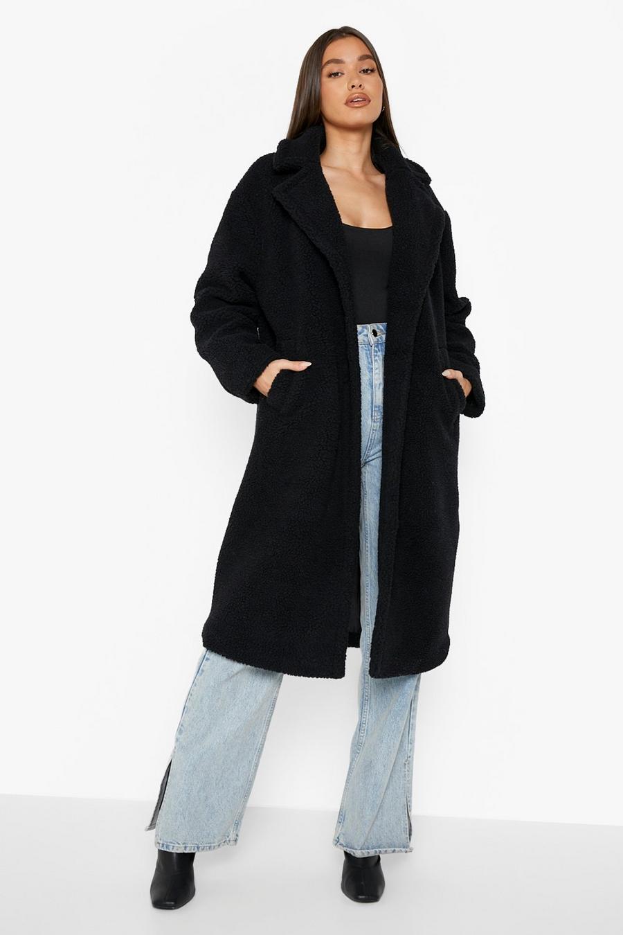 Black Recycled Oversized Faux Fur Coat