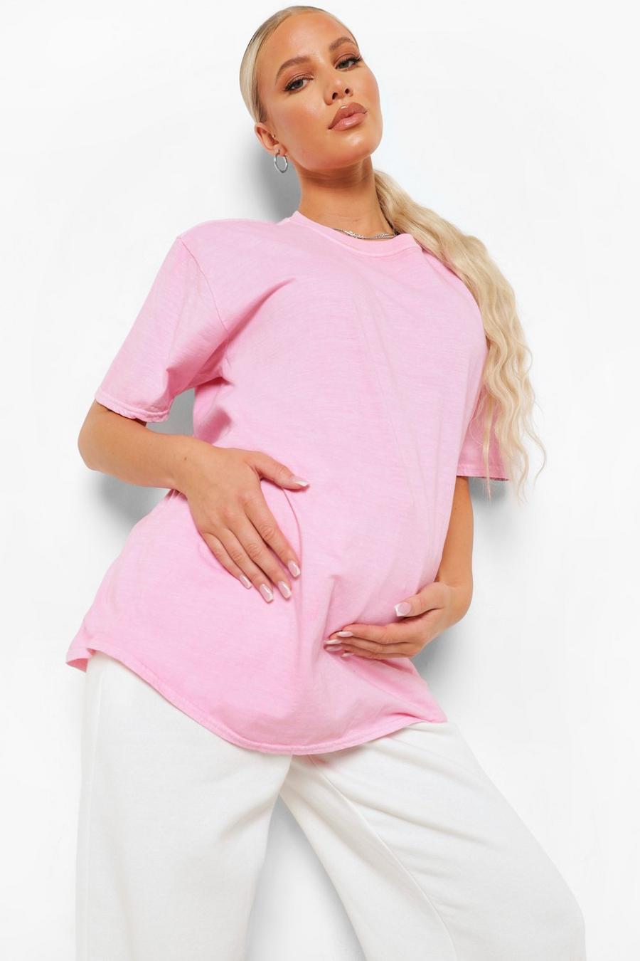 Dusky pink Mammakläder Oversize t-shirt med tvättad effekt image number 1