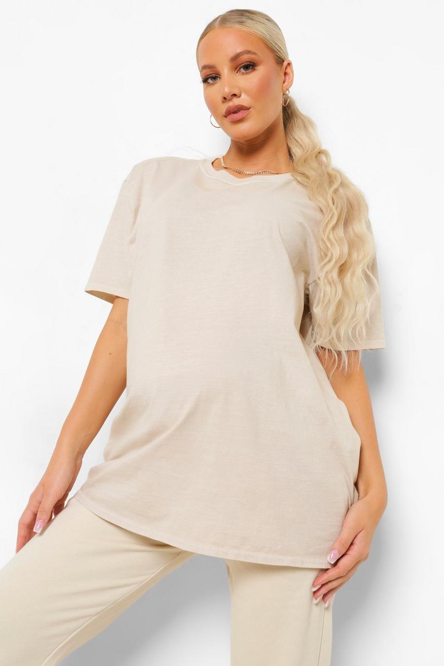 Light stone Mammakläder Oversize t-shirt med tvättad effekt image number 1
