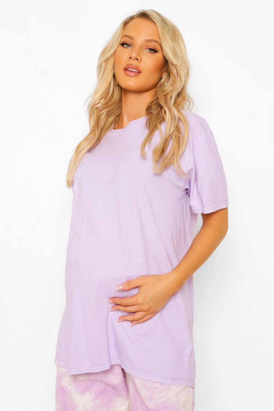 Lilac Maternity Oversized Washed T-shirt image number 1