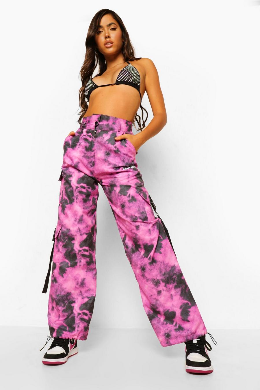 Pink Tie Dye Utility Joggers image number 1