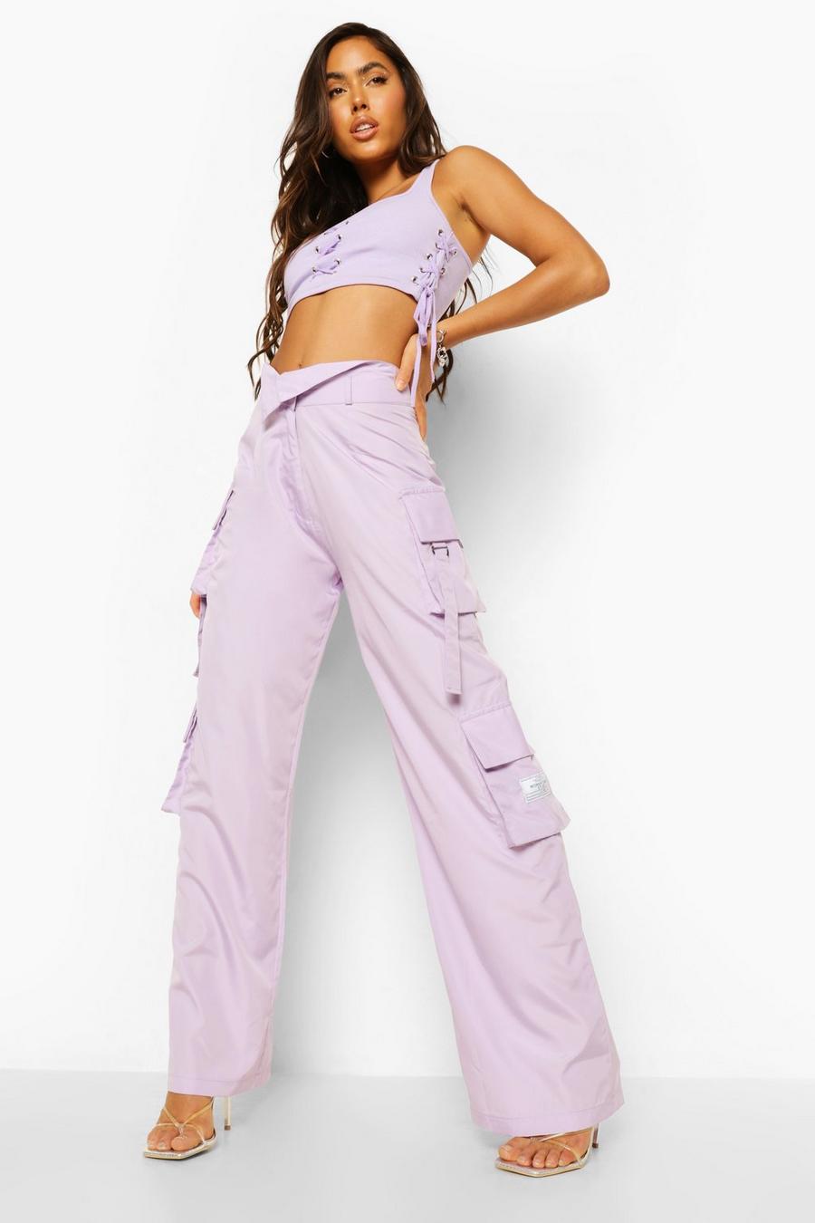 Lilac Folded Waistband Utility Trousers image number 1