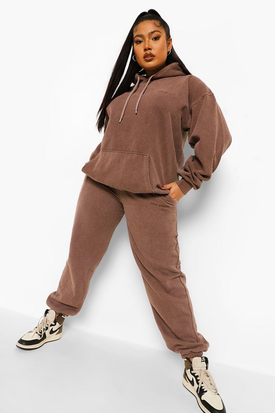 Brown marron Plus Ofcl Studio Overdyed Marl Tracksuit image number 1