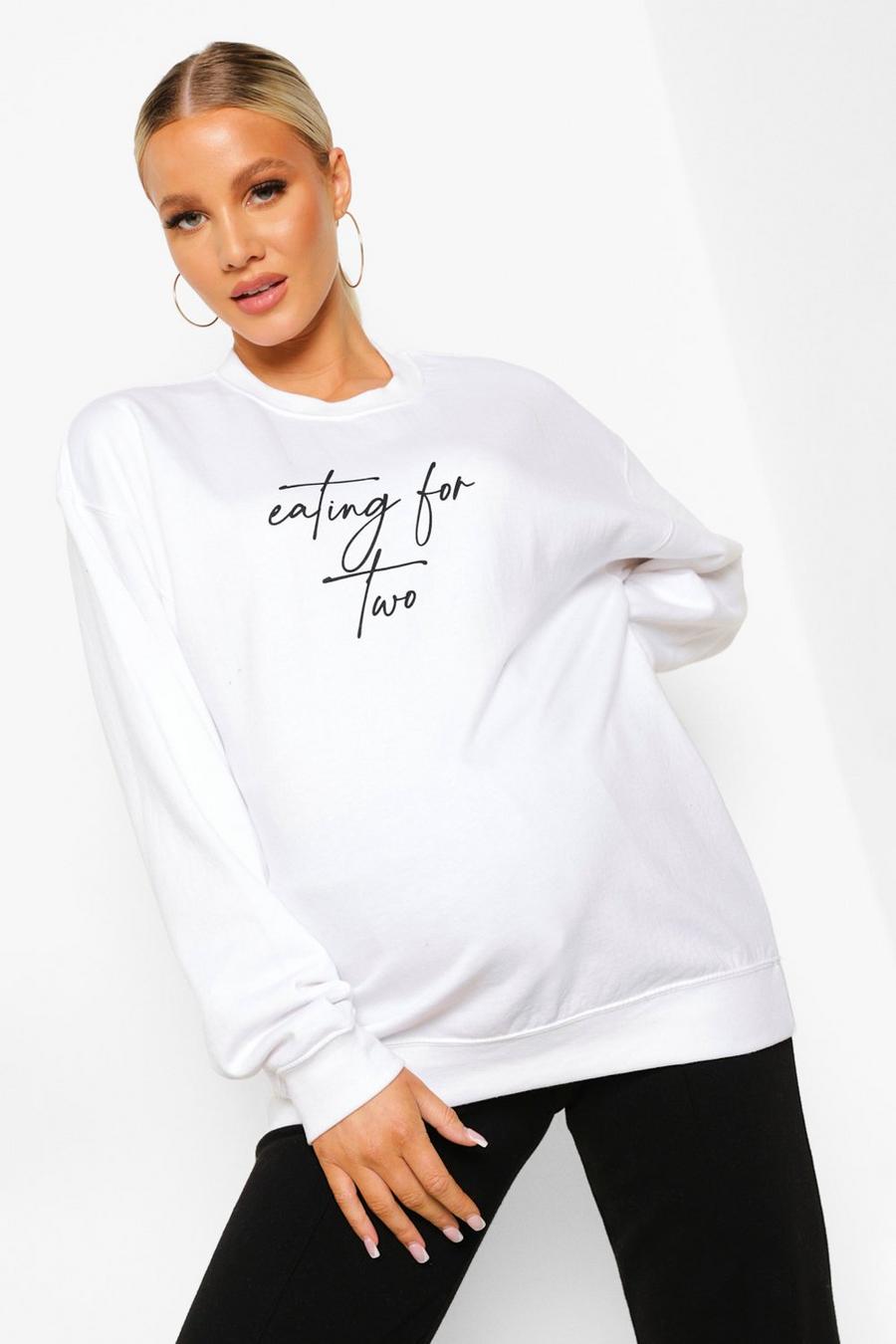 White Maternity Eating For Two Sweatshirt image number 1