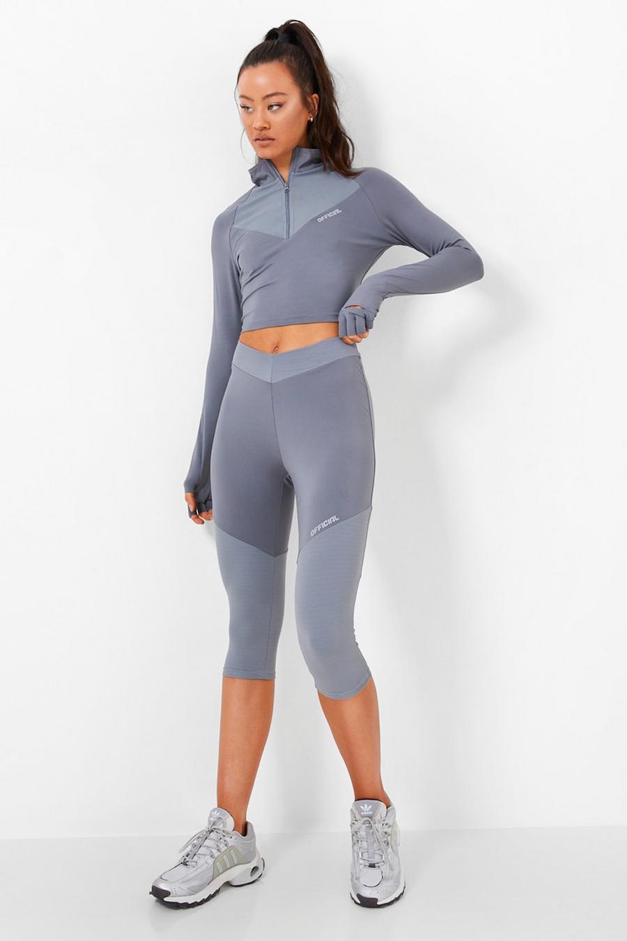 Grey Waist Shaping Active Cropped Leggings image number 1