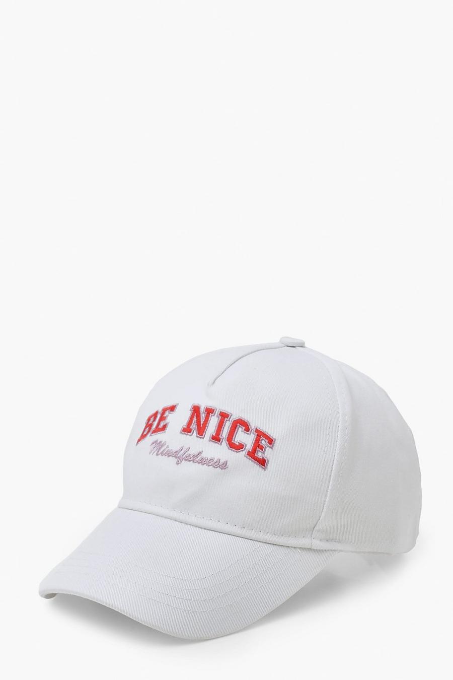לבן כובע מצחייה ספורטיבי עם כיתוב Be Nice image number 1