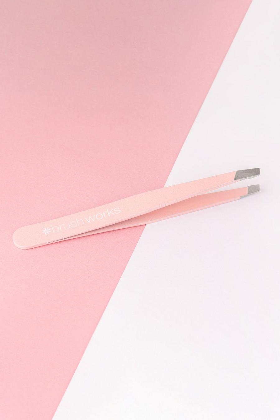 Baby pink Brushworks Precision Slanted Tweezers image number 1