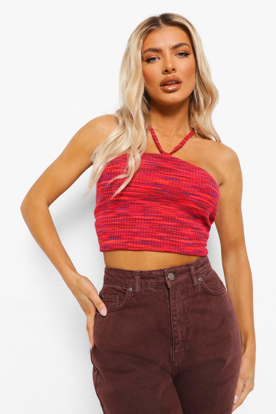 Rustic brown Knitted Halter Neck Bandana Top image number 1