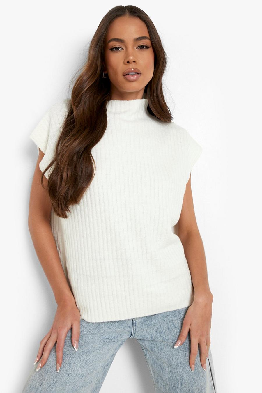 Top sans manches en maille, Cream white image number 1