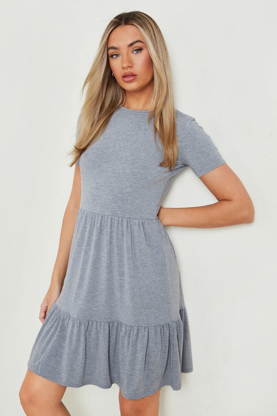 Kurzärmliges Smok-Kleid, Grey image number 1