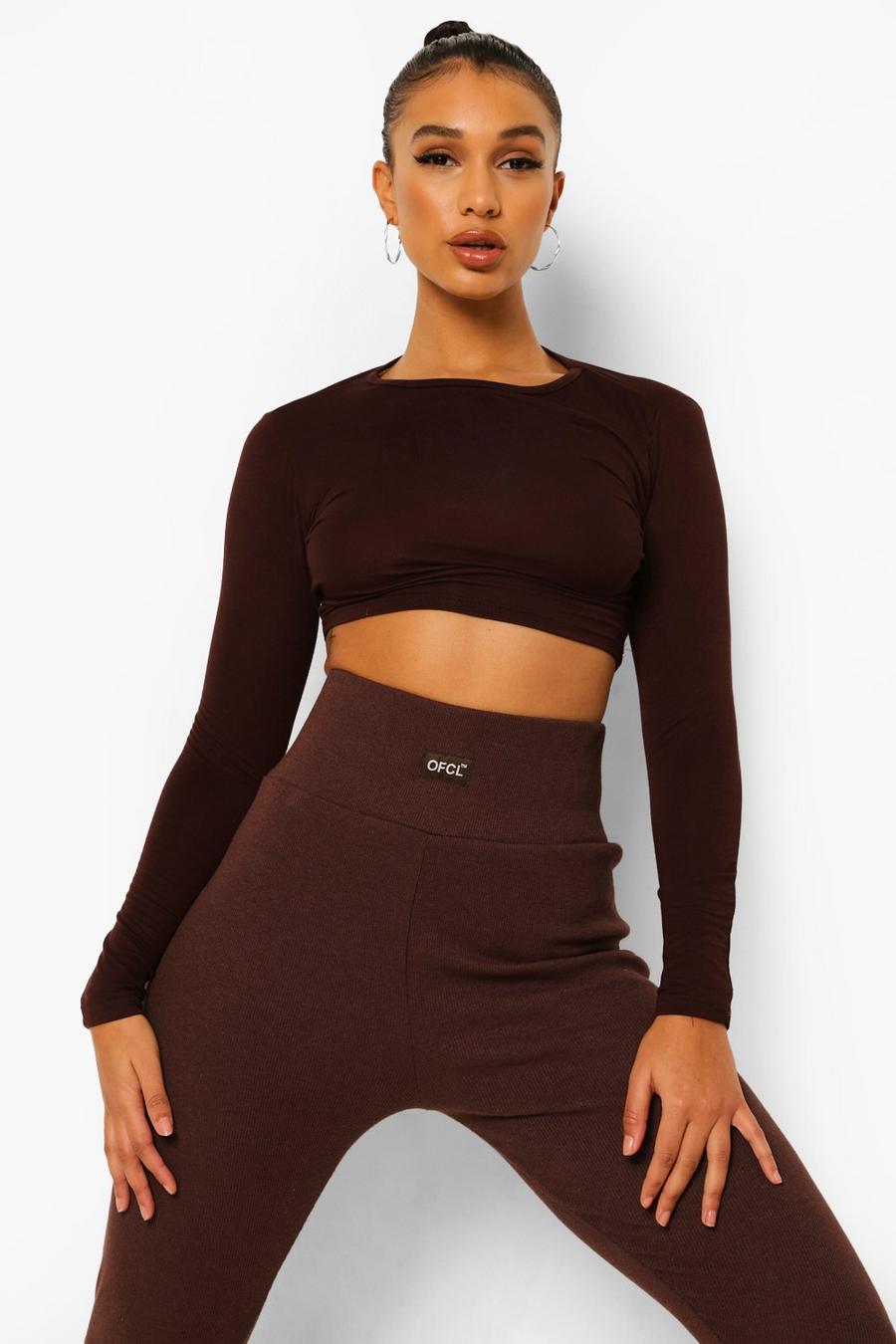 Crop top à manches longues, Chocolate image number 1