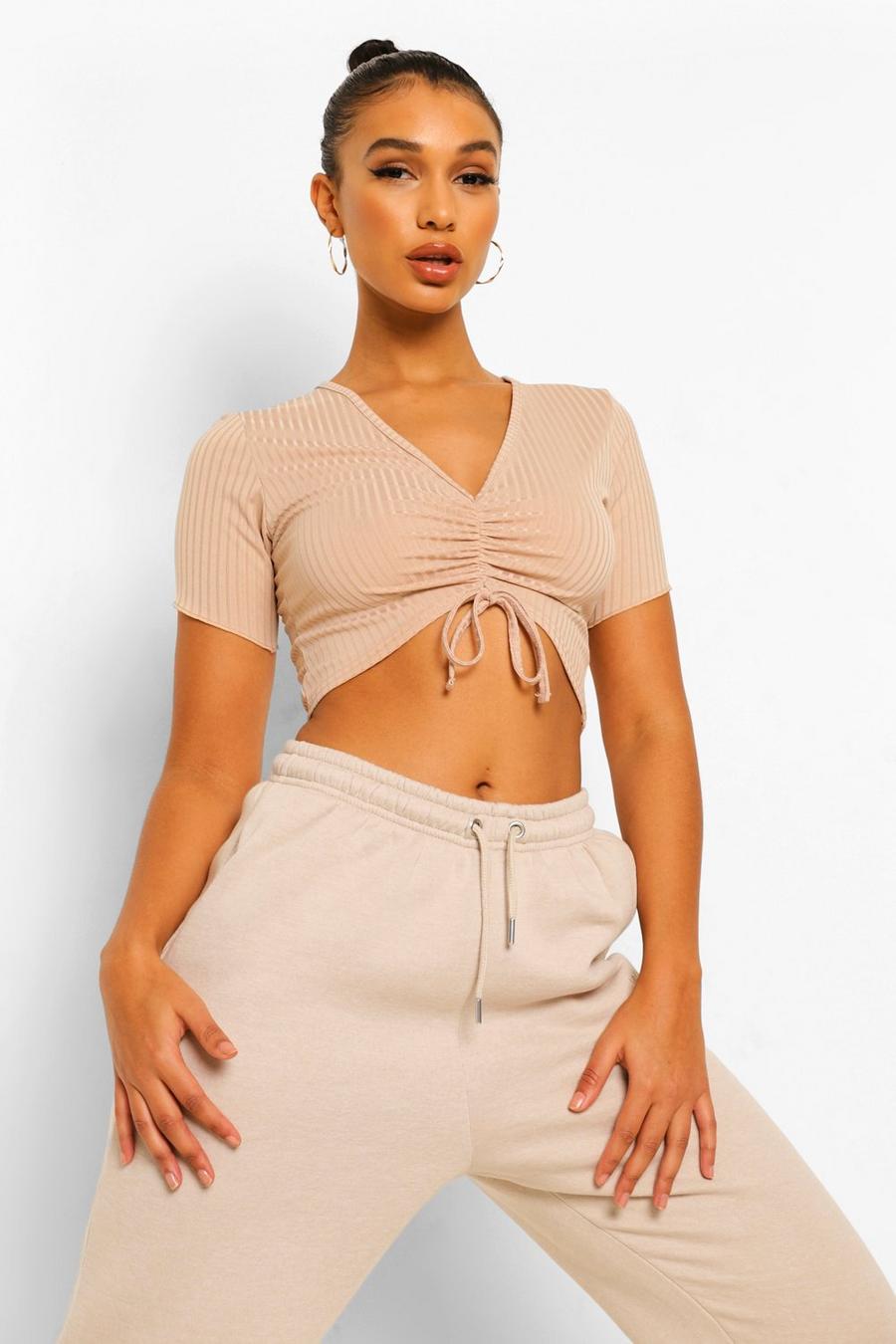 Stone Rib Rouche Detail Crop Top image number 1