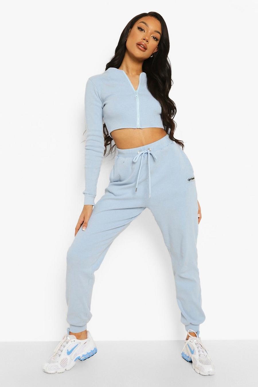 Baby blue Thick Rib Zip Through Tracksuit image number 1
