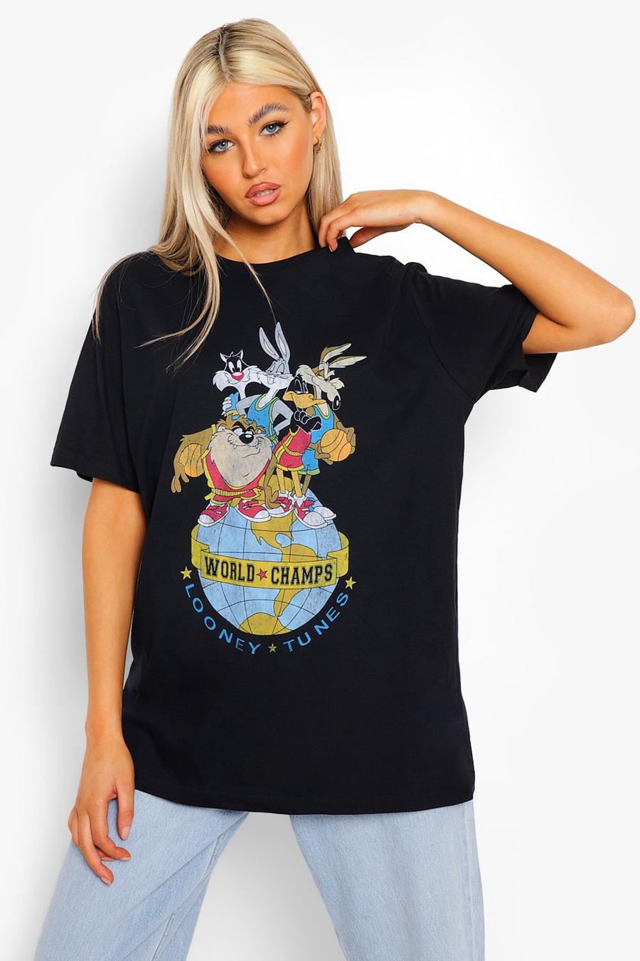 Black Tall - Looney Tunes T-shirt med tvättad effekt image number 1