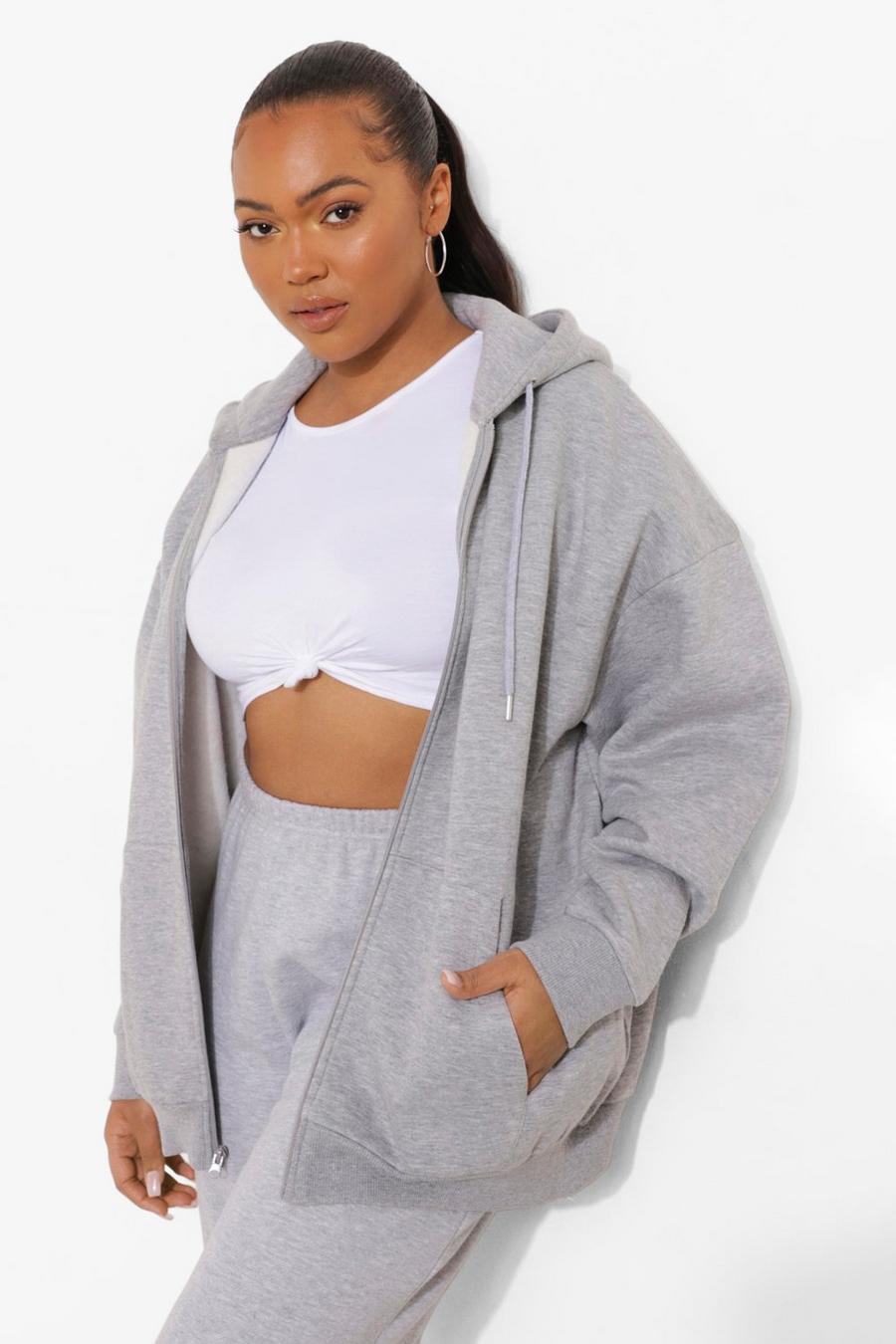Grande taille - Sweat à capuche oversize , Grey marl image number 1