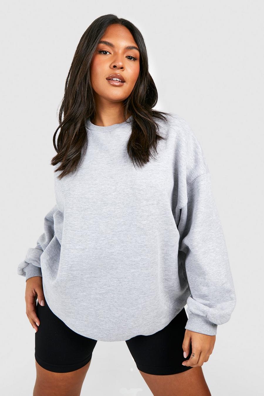 Plus Basic Oversize Sweatshirt, Grey marl image number 1