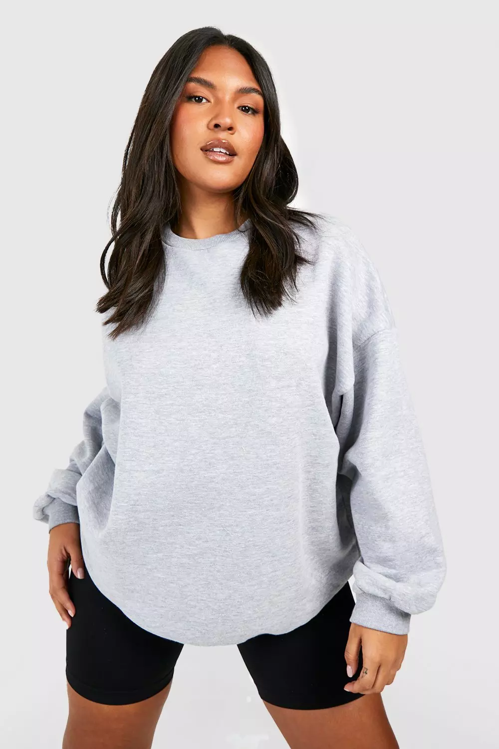 Grey marl Plus Basic Oversized Sweatshirt alternative image