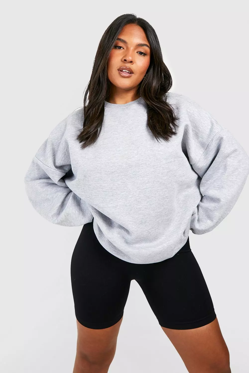 Grey marl Plus Basic Oversized Sweatshirt alternative image