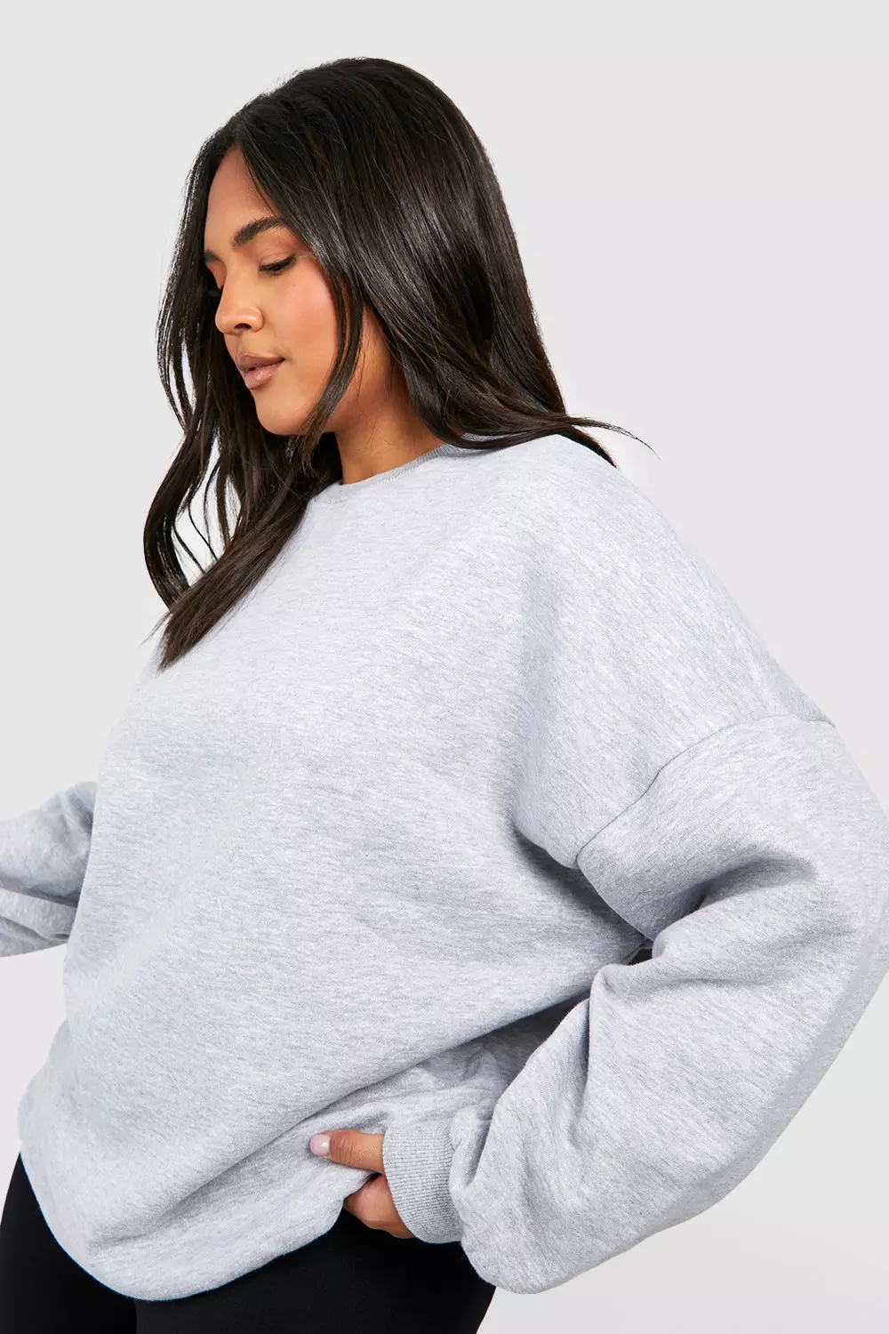 Grey marl Plus Basic Oversized Sweatshirt alternative image