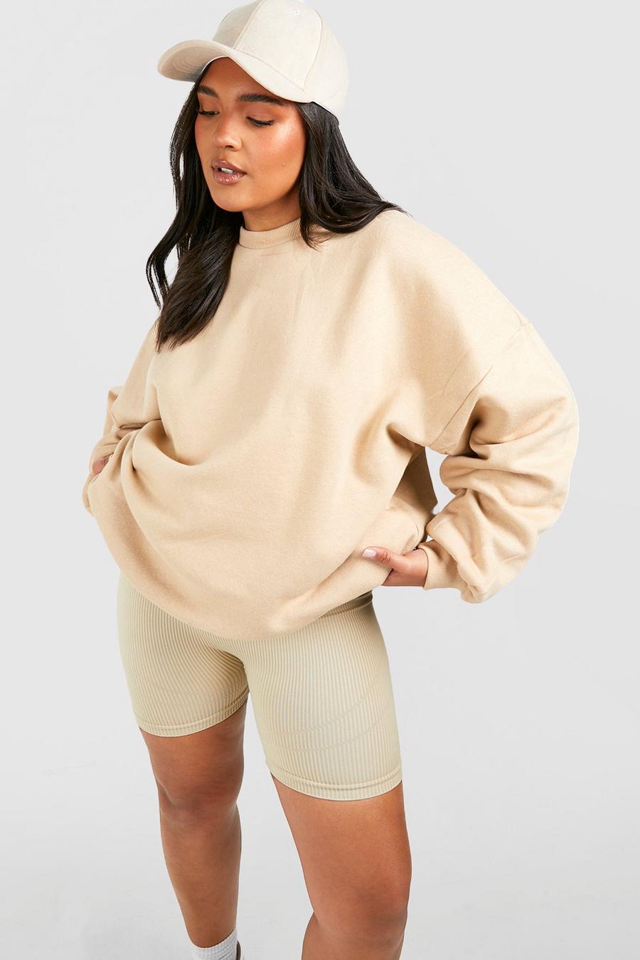 Stone beige Plus Basic Oversized Sweatshirt