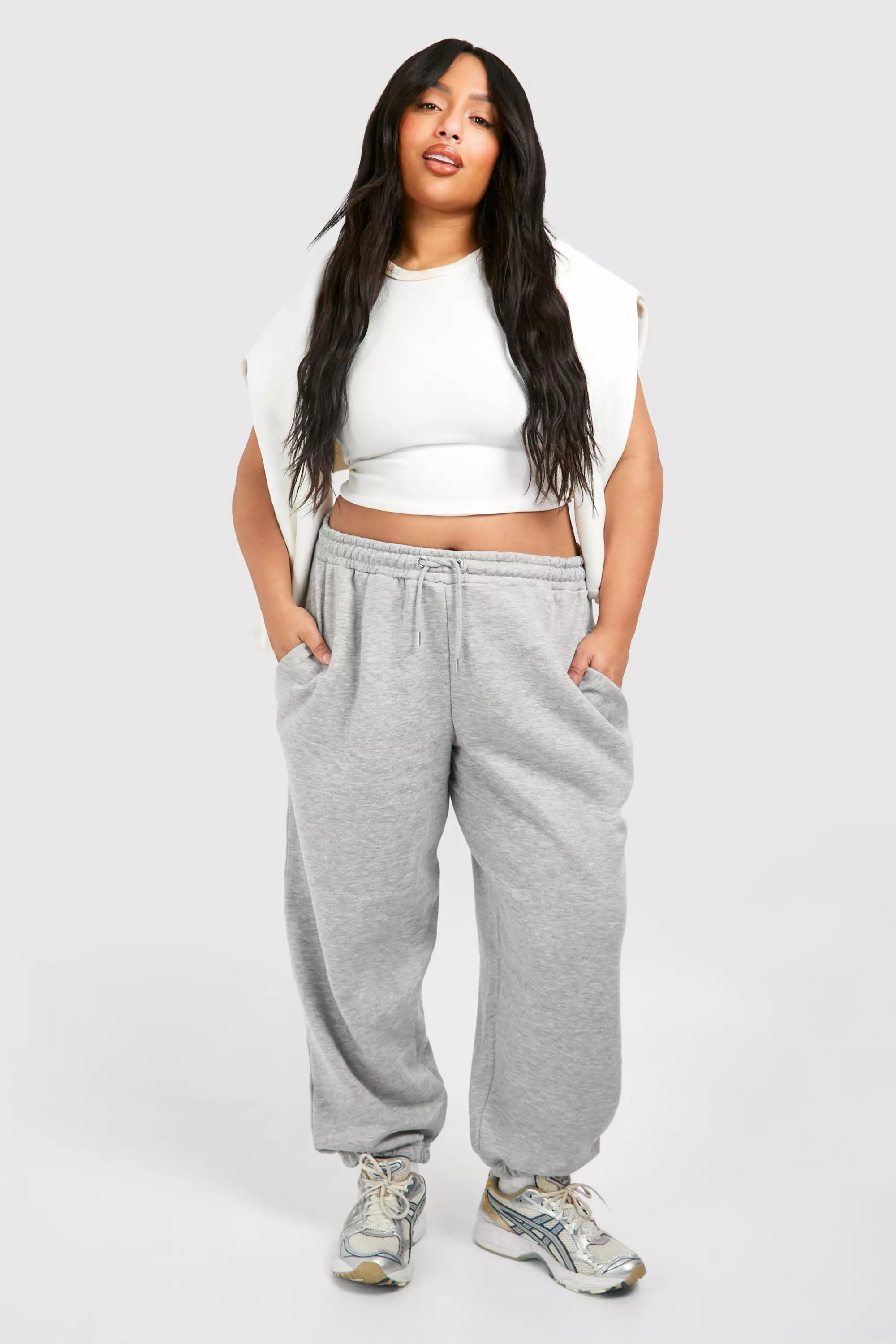 Grey marl Plus Basic Cuffed Hem Joggers alternative image