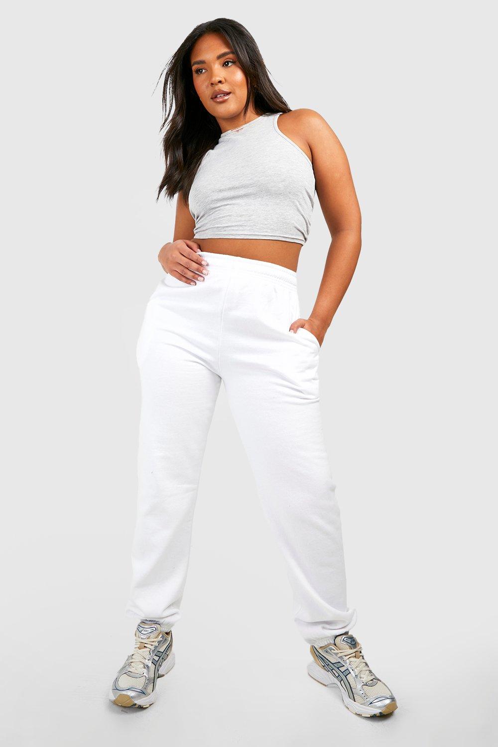 WHITE Basic cuffed joggers, Womens Joggers