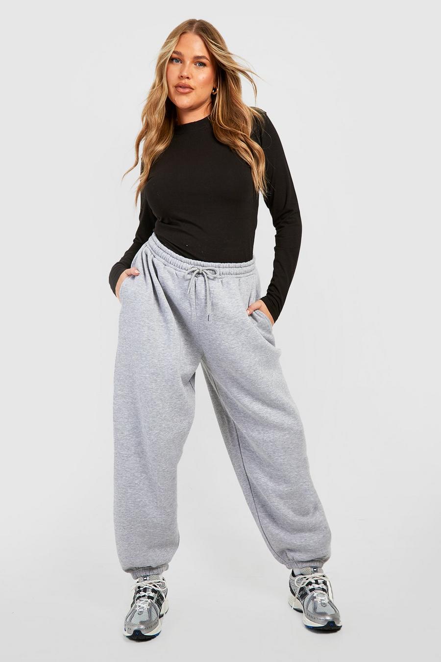 Pantaloni tuta Plus Size Basic oversize in fibre riciclate, Grey marl grigio